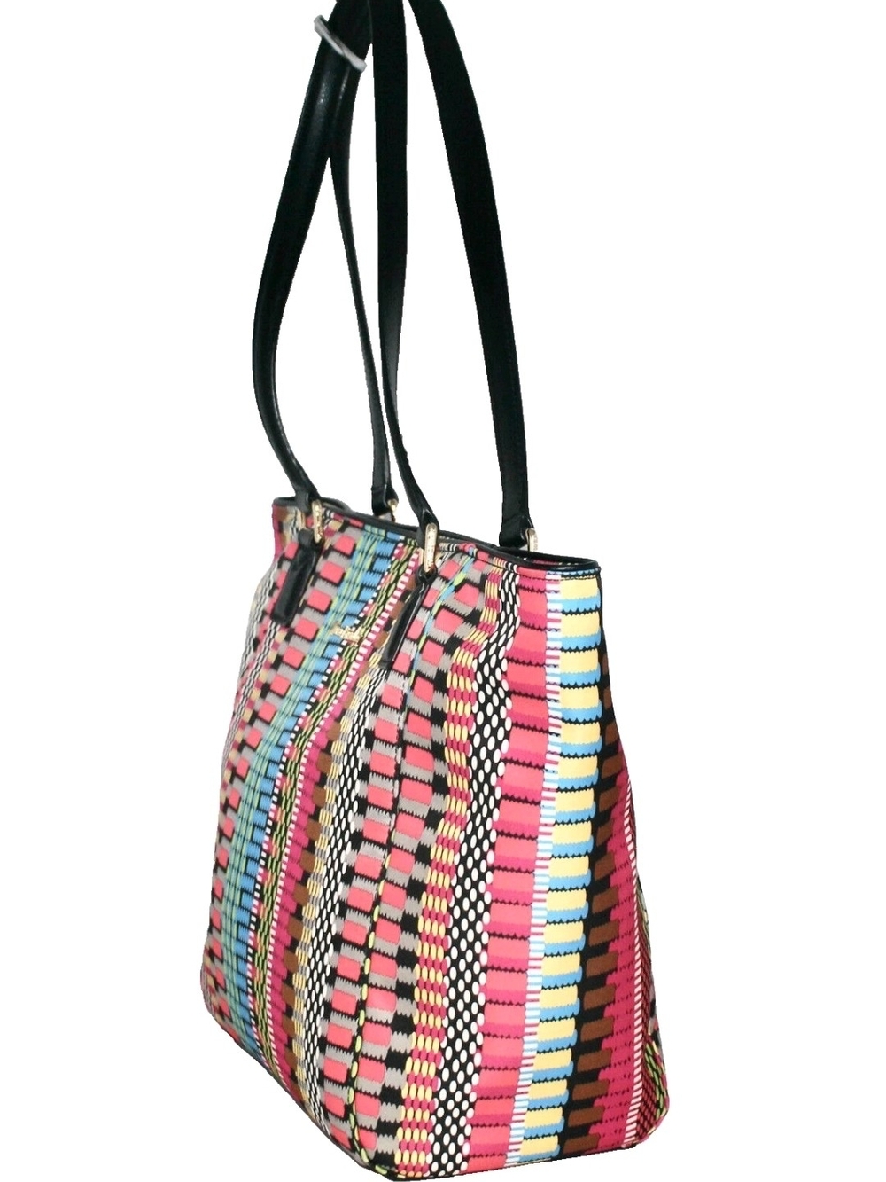 VERA BRADLEY Ella Zip Tote in Cha Cha Bright Multicolor Geometric Print NWOT - Picture 2 of 7